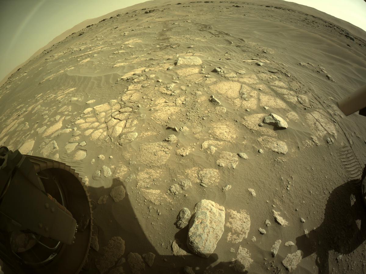 This image was taken by REAR_HAZCAM_LEFT onboard NASA's Mars rover Perseverance on Sol 210