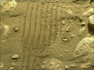 View image taken on Mars, Mars Perseverance Sol 239: Front Left Hazard Avoidance Camera (Hazcam)