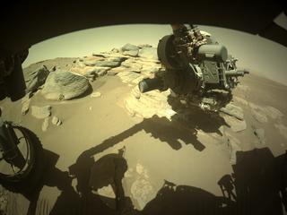 View image taken on Mars, Mars Perseverance Sol 255: Front Left Hazard Avoidance Camera (Hazcam)