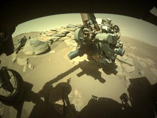 View image taken on Mars, Mars Perseverance Sol 257: Front Left Hazard Avoidance Camera (Hazcam)