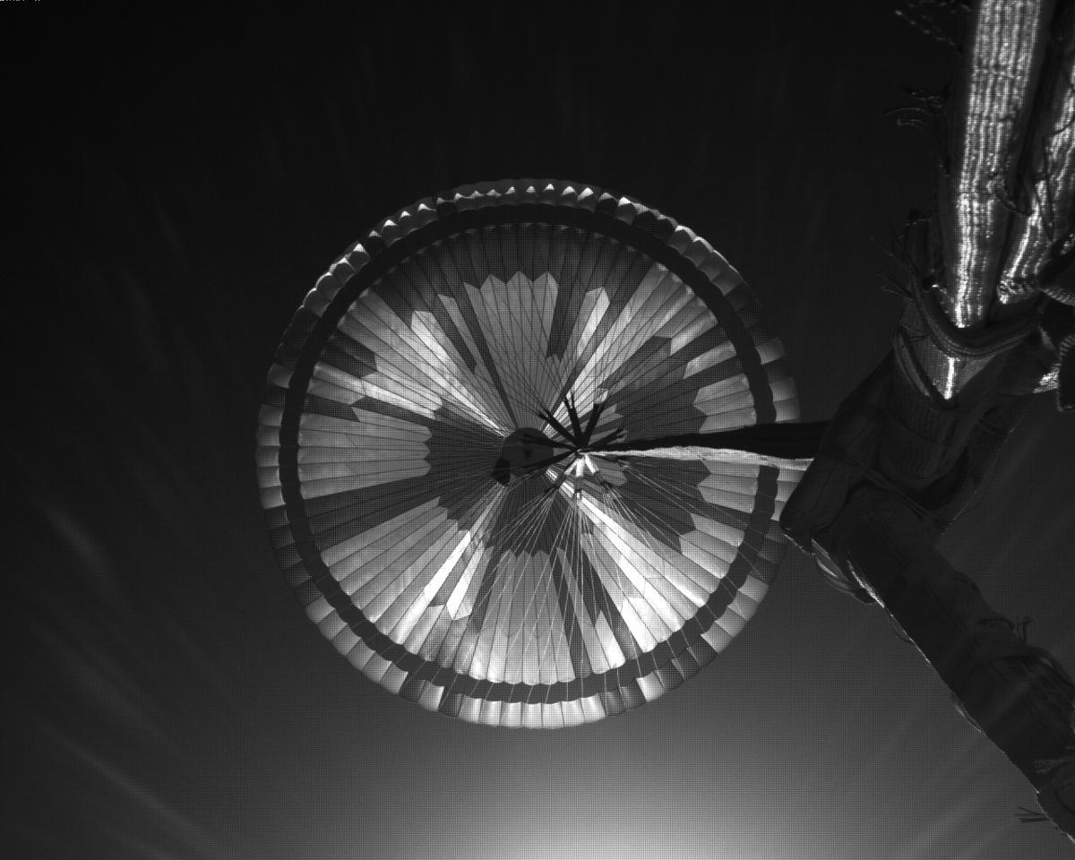 This image was taken by EDL_PUCAM2 onboard NASA's Mars rover Perseverance on Sol 295