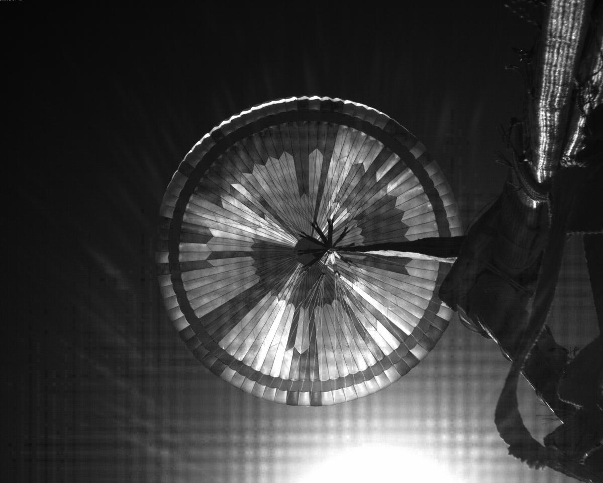 This image was taken by EDL_PUCAM2 onboard NASA's Mars rover Perseverance on Sol 295