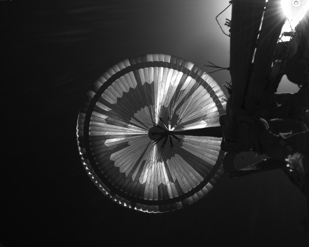 This image was taken by EDL_PUCAM1 onboard NASA's Mars rover Perseverance on Sol 296