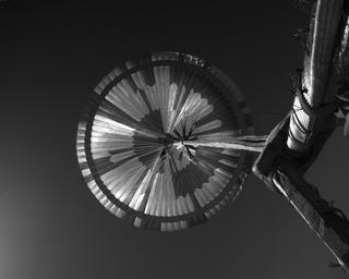 View image taken on Mars, Mars Perseverance Sol 318: Parachute Up-Look Camera B
