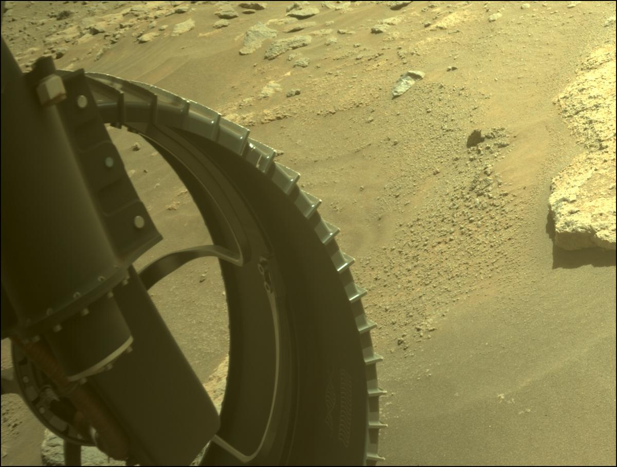 This image was taken by FRONT_HAZCAM_LEFT_A onboard NASA's Mars rover Perseverance on Sol 322