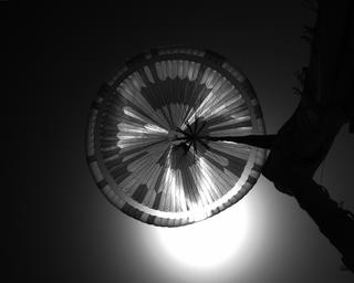 View image taken on Mars, Mars Perseverance Sol 323: Parachute Up-Look Camera B