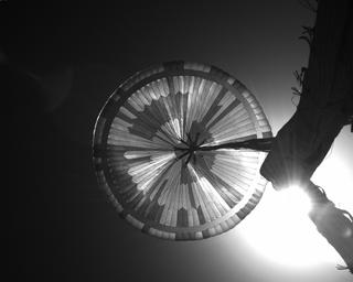 View image taken on Mars, Mars Perseverance Sol 328: Parachute Up-Look Camera B