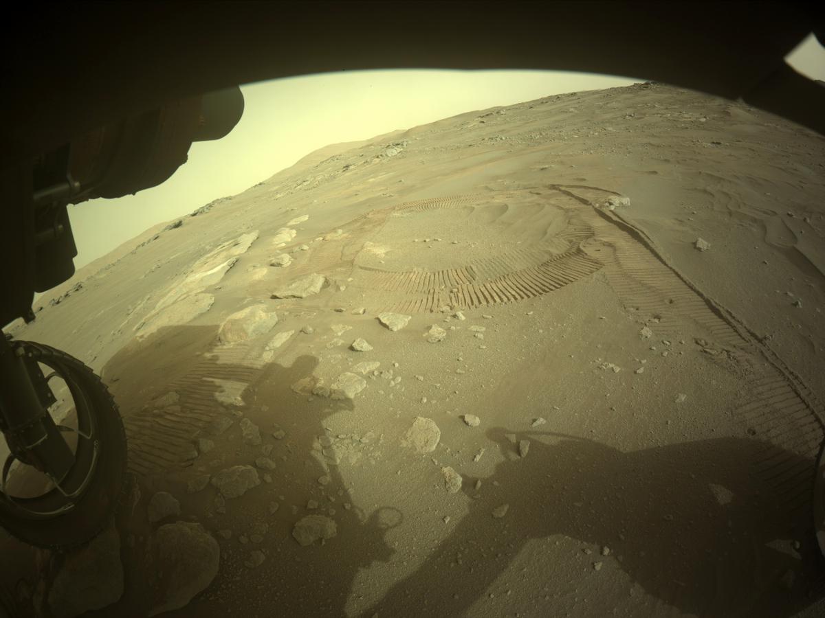 This image was taken by FRONT_HAZCAM_LEFT_A onboard NASA's Mars rover Perseverance on Sol 329