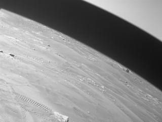 View image taken on Mars, Mars Perseverance Sol 333: Front Right Hazard Avoidance Camera (Hazcam)