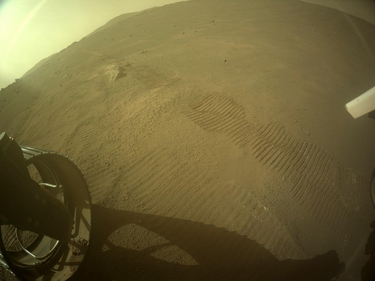 This image was taken by REAR_HAZCAM_LEFT onboard NASA's Mars rover Perseverance on Sol 342