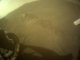 View image taken on Mars, Mars Perseverance Sol 342: Rear Left Hazard Avoidance Camera (Hazcam)