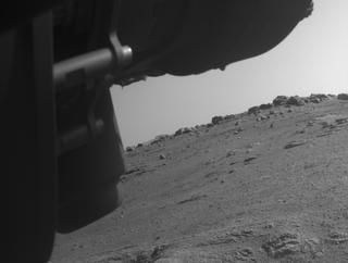 View image taken on Mars, Mars Perseverance Sol 343: Front Left Hazard Avoidance Camera (Hazcam)