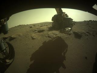 View image taken on Mars, Mars Perseverance Sol 345: Front Left Hazard Avoidance Camera (Hazcam)