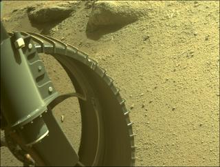 View image taken on Mars, Mars Perseverance Sol 346: Front Left Hazard Avoidance Camera (Hazcam)