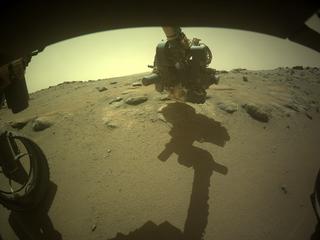 View image taken on Mars, Mars Perseverance Sol 350: Front Left Hazard Avoidance Camera (Hazcam)