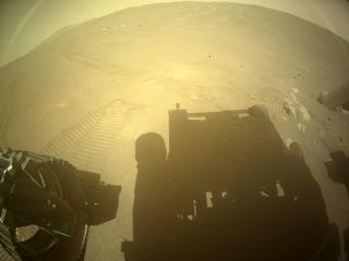 View image taken on Mars, Mars Perseverance Sol 351: Rear Left Hazard Avoidance Camera (Hazcam)