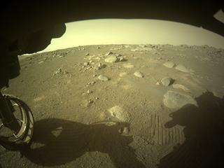 View image taken on Mars, Mars Perseverance Sol 353: Front Left Hazard Avoidance Camera (Hazcam)