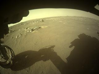 View image taken on Mars, Mars Perseverance Sol 360: Front Left Hazard Avoidance Camera (Hazcam)