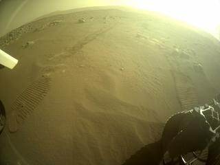 View image taken on Mars, Mars Perseverance Sol 360: Rear Right Hazard Avoidance Camera (Hazcam)
