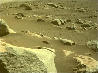 View image taken on Mars, Mars Perseverance Sol 362: Front Left Hazard Avoidance Camera (Hazcam)