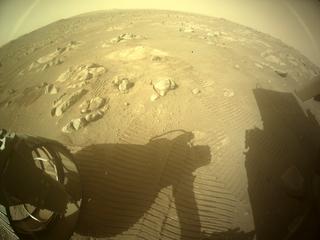 View image taken on Mars, Mars Perseverance Sol 362: Rear Left Hazard Avoidance Camera (Hazcam)