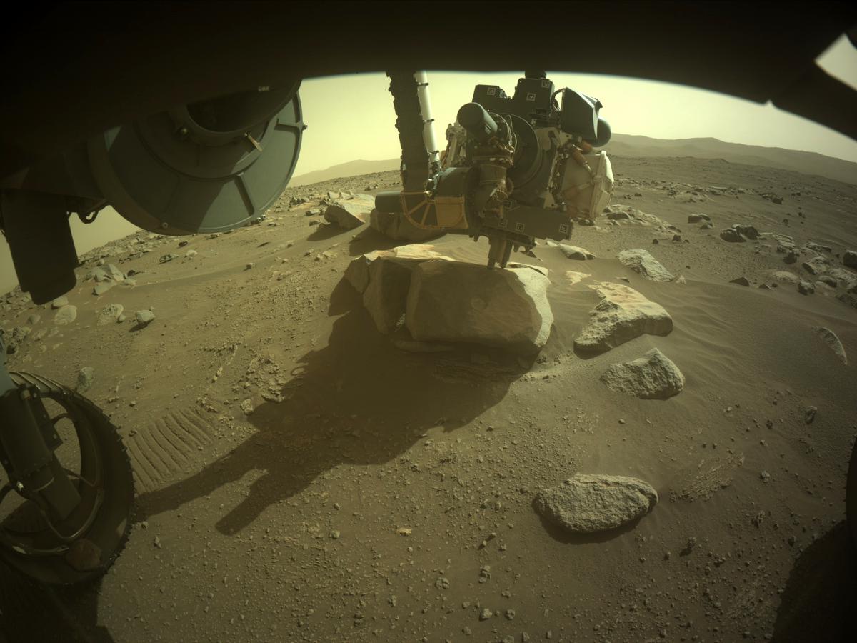This image was taken by FRONT_HAZCAM_LEFT_A onboard NASA's Mars rover Perseverance on Sol 371