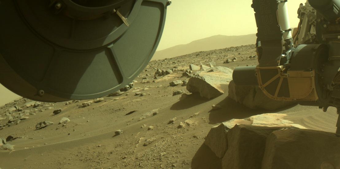 This image was taken by FRONT_HAZCAM_LEFT_A onboard NASA's Mars rover Perseverance on Sol 371