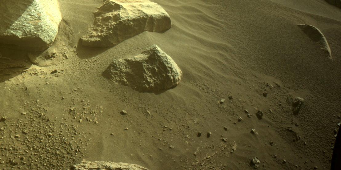 This image was taken by FRONT_HAZCAM_LEFT_A onboard NASA's Mars rover Perseverance on Sol 371