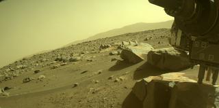 View image taken on Mars, Mars Perseverance Sol 374: Front Left Hazard Avoidance Camera (Hazcam)