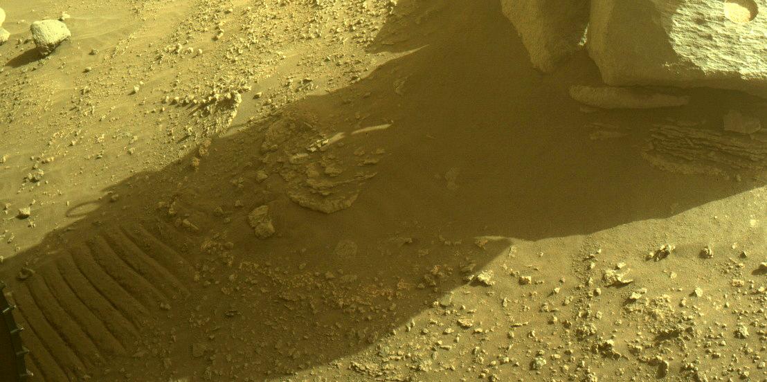 This image was taken by FRONT_HAZCAM_LEFT_A onboard NASA's Mars rover Perseverance on Sol 374