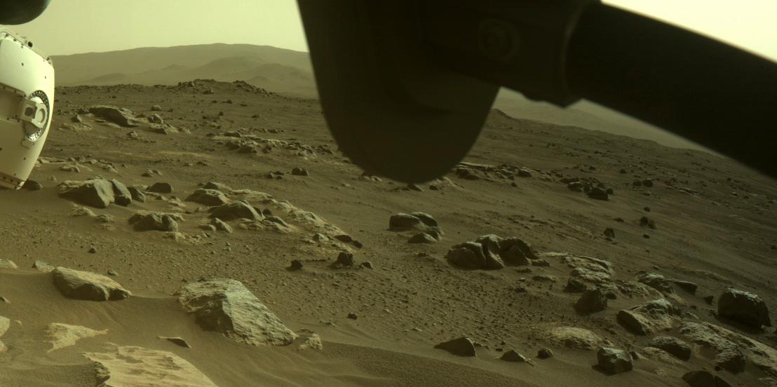 This image was taken by FRONT_HAZCAM_RIGHT_A onboard NASA's Mars rover Perseverance on Sol 374