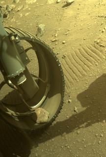 View image taken on Mars, Mars Perseverance Sol 377: Front Left Hazard Avoidance Camera (Hazcam)