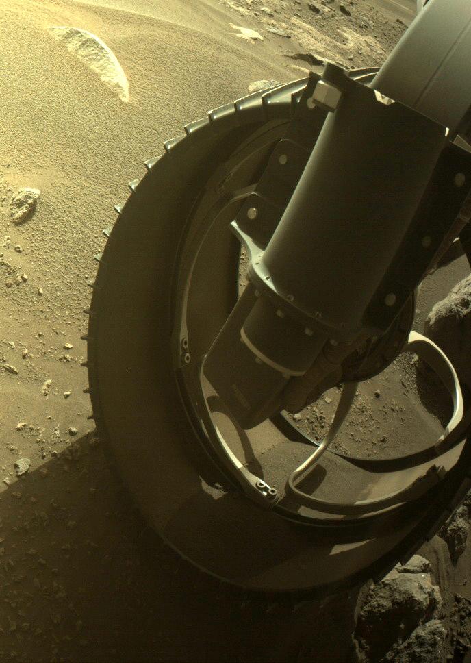 This image was taken by FRONT_HAZCAM_RIGHT_A onboard NASA's Mars rover Perseverance on Sol 377
