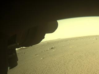View image taken on Mars, Mars Perseverance Sol 380: Front Left Hazard Avoidance Camera (Hazcam)