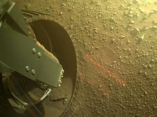 View image taken on Mars, Mars Perseverance Sol 383: Rear Left Hazard Avoidance Camera (Hazcam)