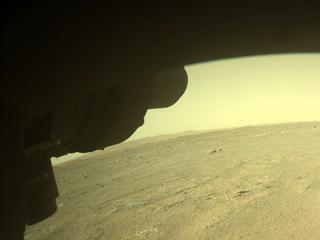 View image taken on Mars, Mars Perseverance Sol 385: Front Left Hazard Avoidance Camera (Hazcam)