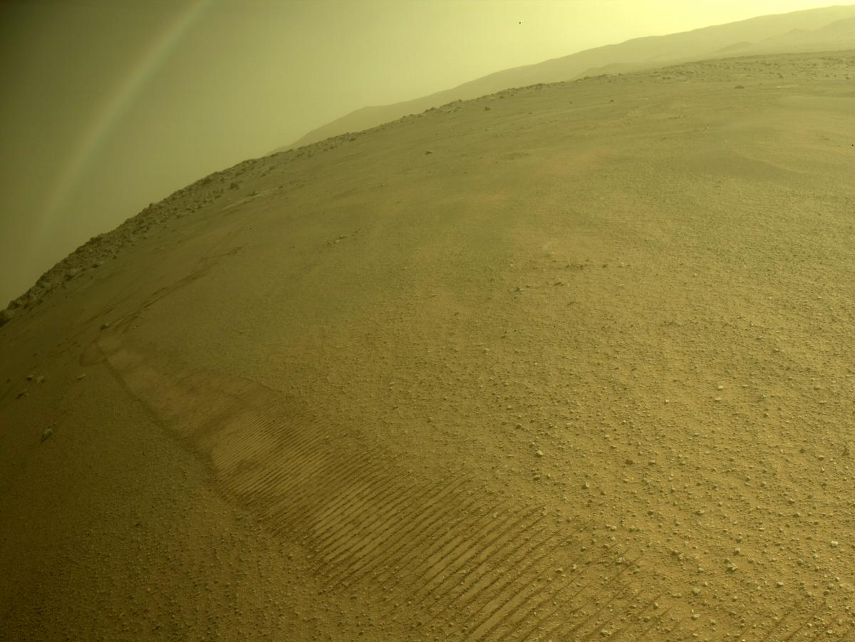 This image was taken by REAR_HAZCAM_LEFT onboard NASA's Mars rover Perseverance on Sol 385