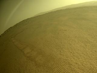 View image taken on Mars, Mars Perseverance Sol 385: Rear Left Hazard Avoidance Camera (Hazcam)