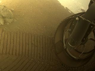 View image taken on Mars, Mars Perseverance Sol 386: Front Right Hazard Avoidance Camera (Hazcam)