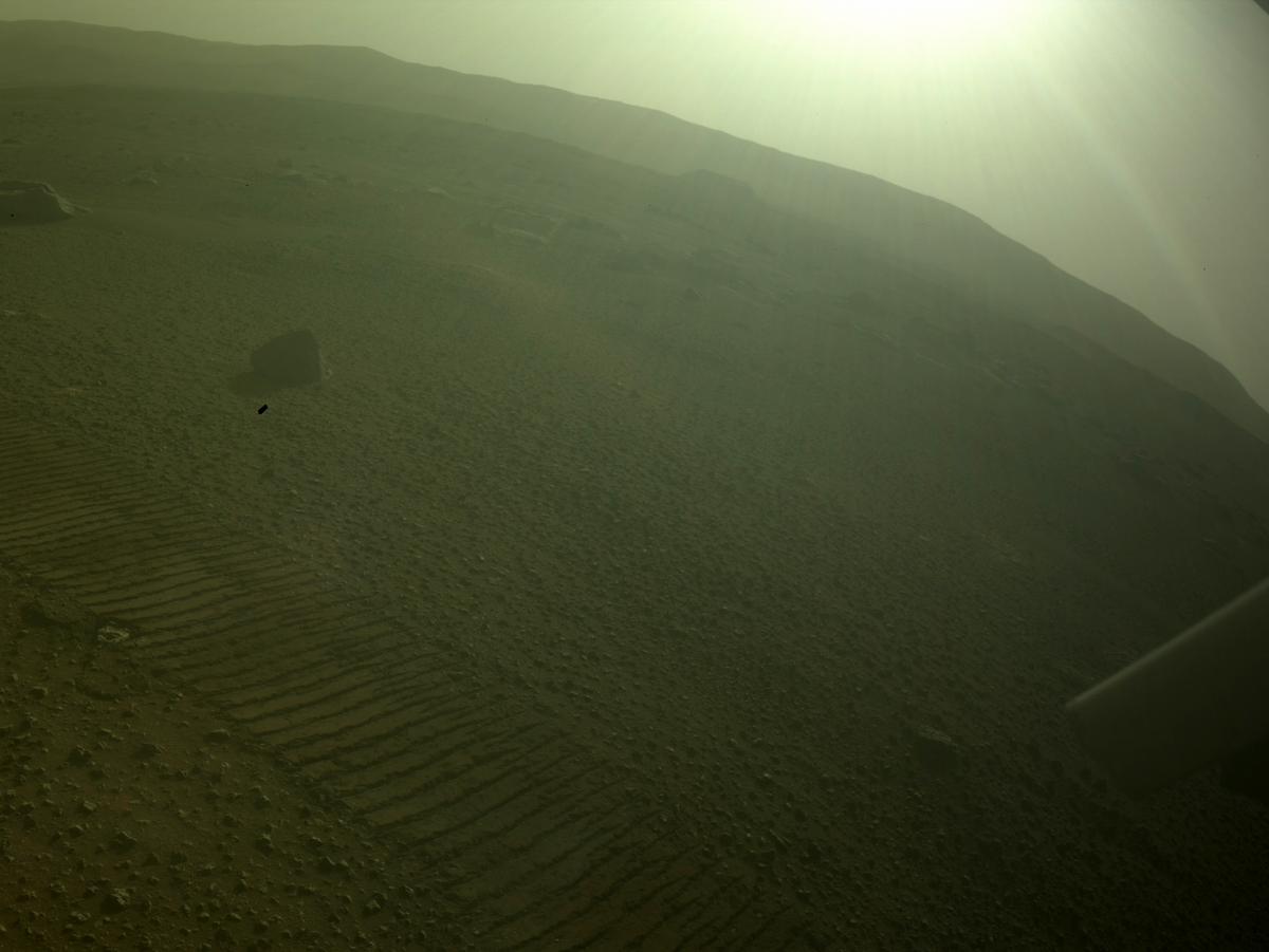 This image was taken by REAR_HAZCAM_LEFT onboard NASA's Mars rover Perseverance on Sol 386