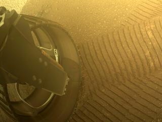 View image taken on Mars, Mars Perseverance Sol 388: Rear Left Hazard Avoidance Camera (Hazcam)