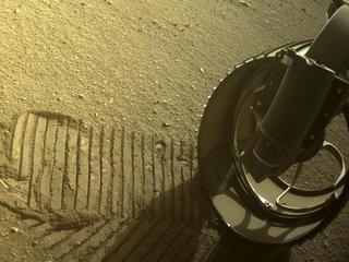 View image taken on Mars, Mars Perseverance Sol 397: Front Right Hazard Avoidance Camera (Hazcam)