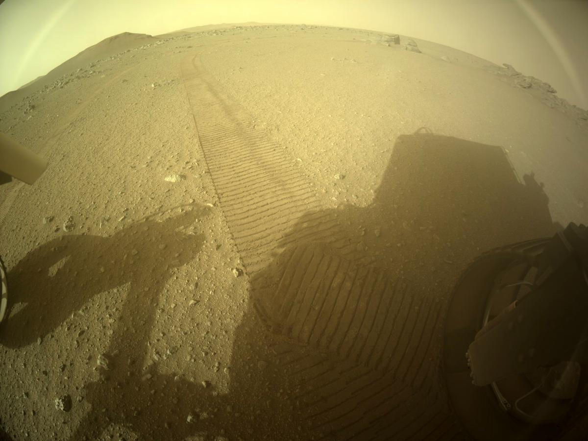 This image was taken by REAR_HAZCAM_RIGHT onboard NASA's Mars rover Perseverance on Sol 397