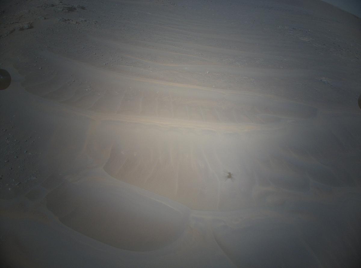 This image was taken by HELI_RTE onboard NASA's Mars rover Perseverance on Sol 398