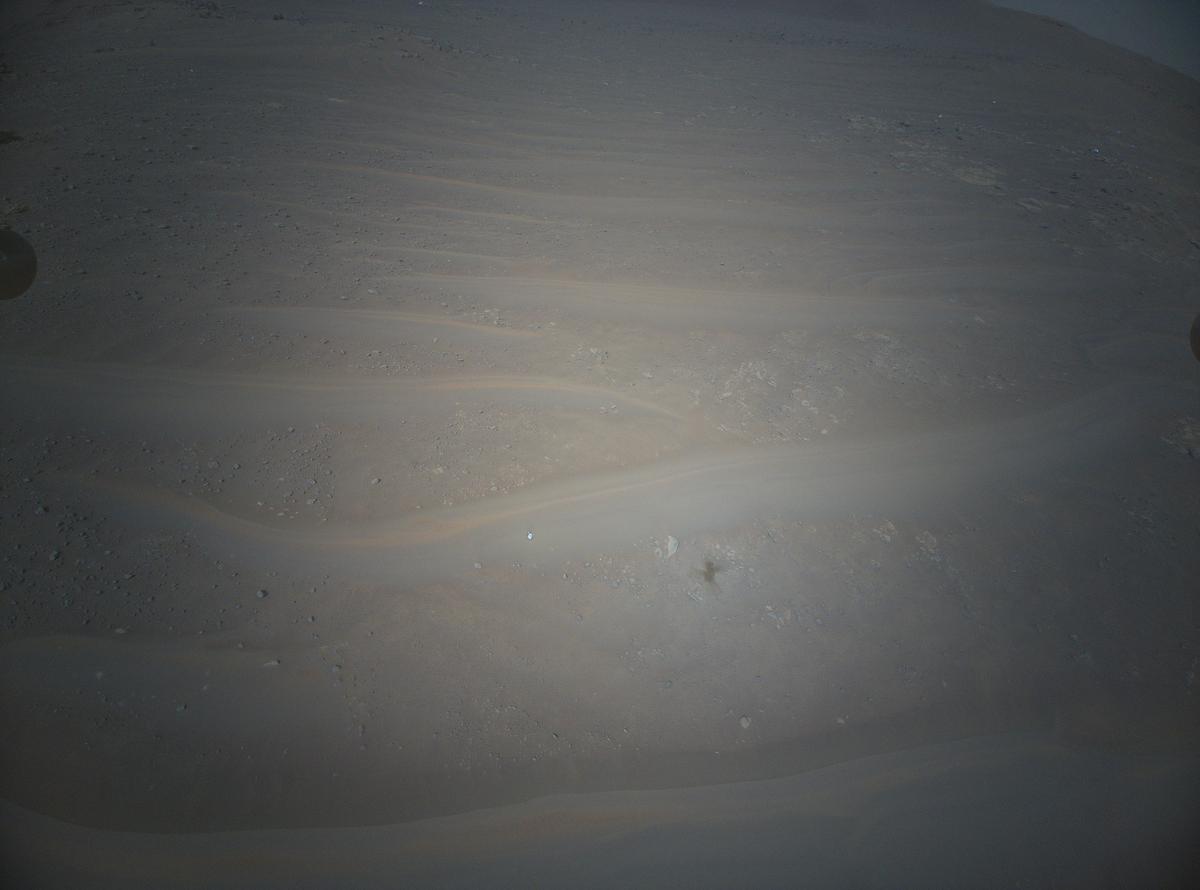 This image was taken by HELI_RTE onboard NASA's Mars rover Perseverance on Sol 398