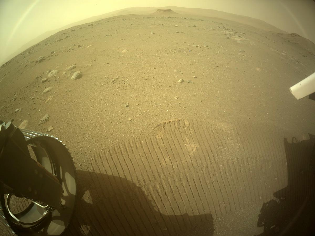 This image was taken by REAR_HAZCAM_LEFT onboard NASA's Mars rover Perseverance on Sol 405
