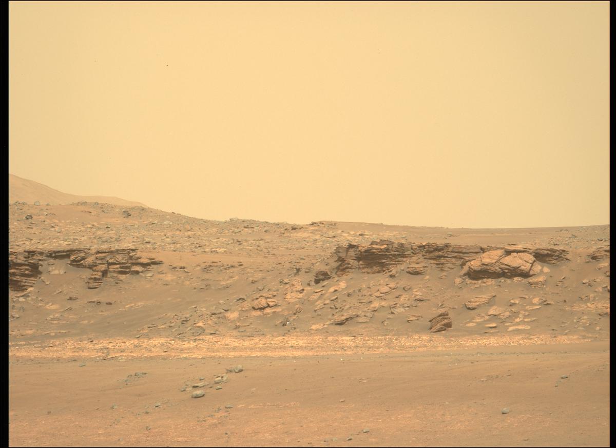 NASA's Mars Perseverance rover acquired this image using its Left Mastcam-Z camera. Mastcam-Z is a pair of cameras located high on the rover's mast.