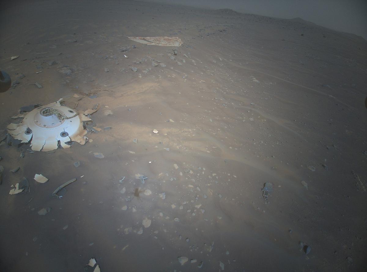 This image was taken by HELI_RTE onboard NASA's Mars rover Perseverance on Sol 414