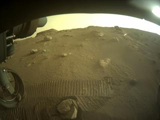 View image taken on Mars, Mars Perseverance Sol 416: Front Left Hazard Avoidance Camera (Hazcam)