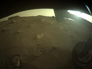 View image taken on Mars, Mars Perseverance Sol 416: Front Right Hazard Avoidance Camera (Hazcam)